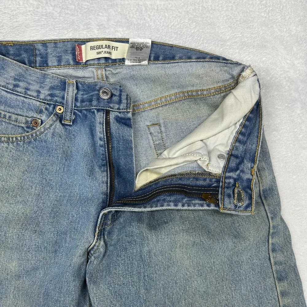 Levi's 505 Jeans Men's‎ Blue Denim Pockets Regular Fit Straight Zip Fly - 28X33
